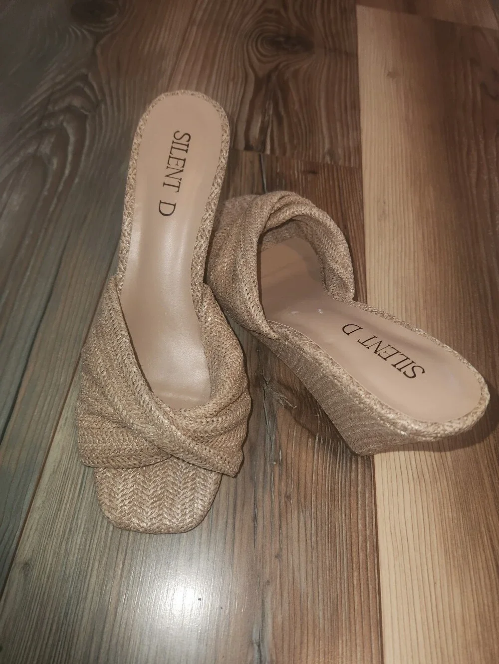 Anthropologie Silent D Woven Knotted Slide Sandals in Natural Size 40